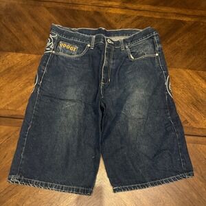 Coogi Australia Mens Baggy Denim Shorts Blue Embroidered W40 Vintage Streetwear